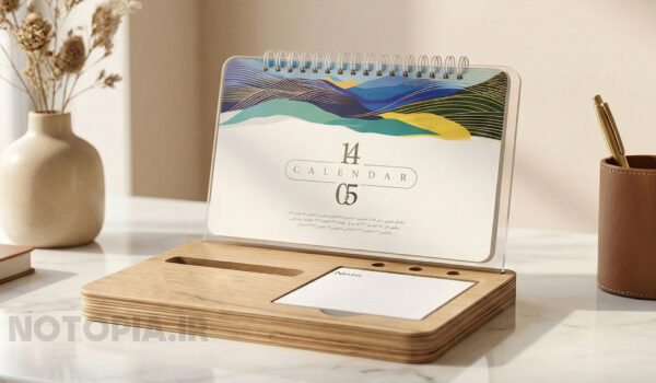 تقویم رو میزی چوبی -واقعیت افزوده -تقویم هوشمند- ماه شمارتقویم 1405